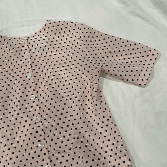 Vintage Evan Picone Petites Polka Dot Blouse with Button-Bown Back - Picture 8 of 9